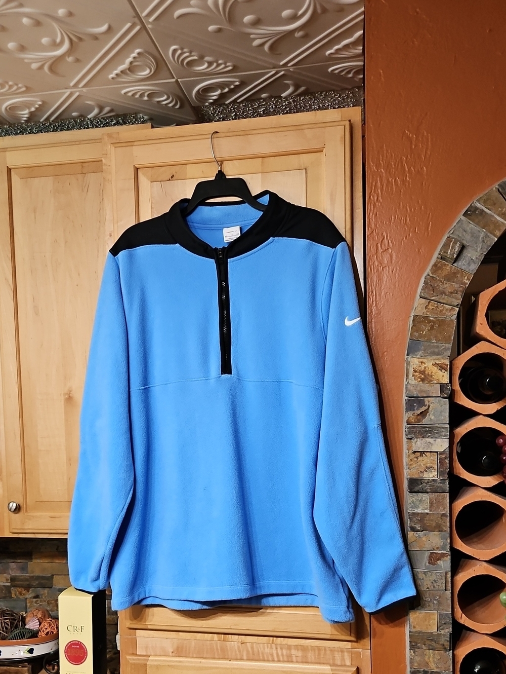 Nike Therma-Fit Victory 1/2 Zip Golf Pullover Fleece Light Blue Black